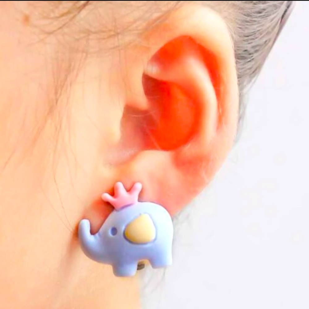 Elephant Clip On Earrings